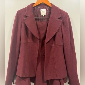 Nanette Lepore Burgundy Wool Skirt Suit